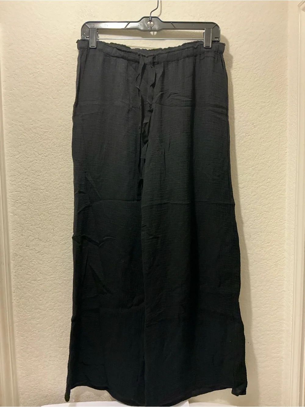 Velvet by Graham & Spencer Black Textured Drawstring pants XS